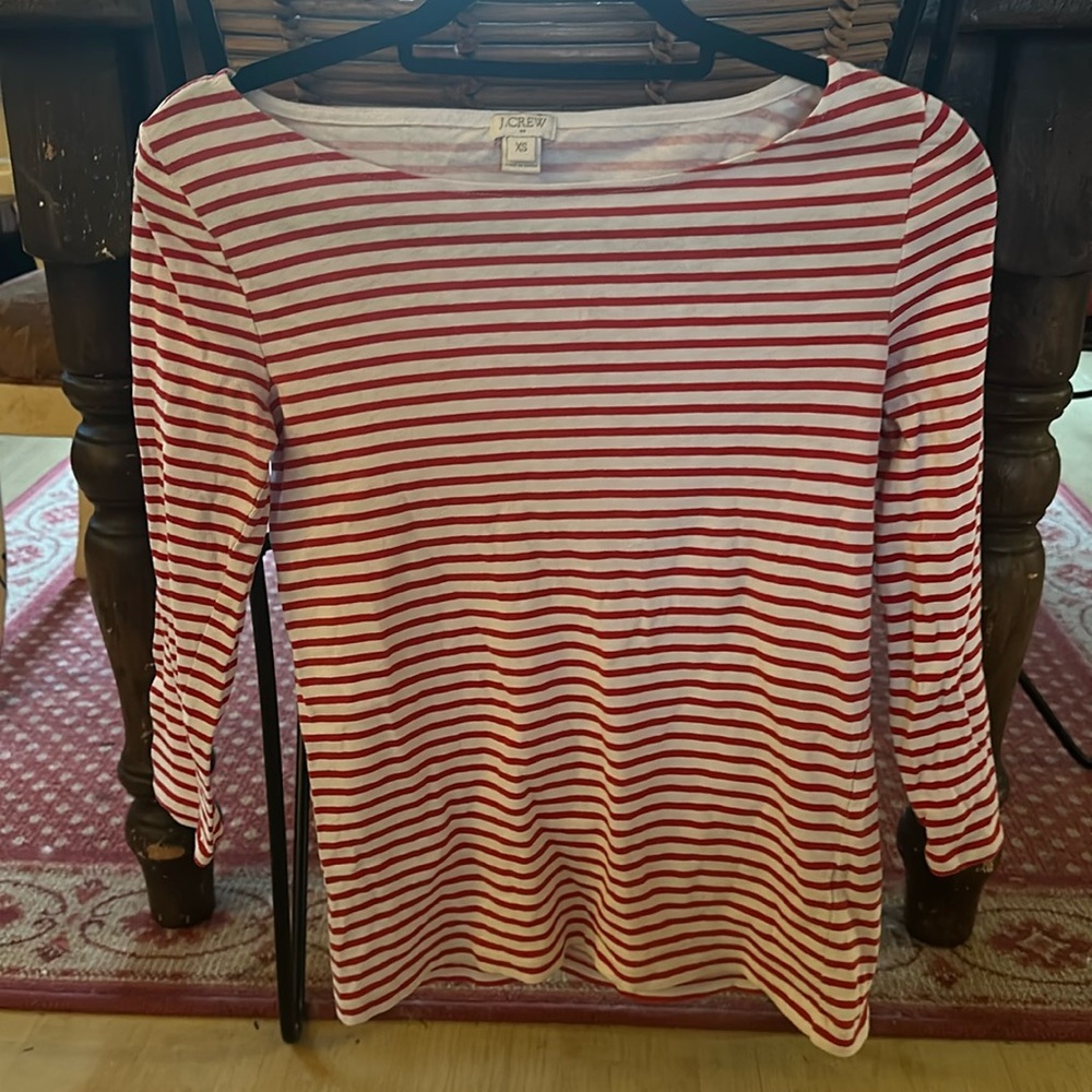 Hundred percent cotton, red and white striped shirt from J.Crew